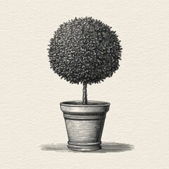 Fototapeta premium Vintage potted plant illustration.