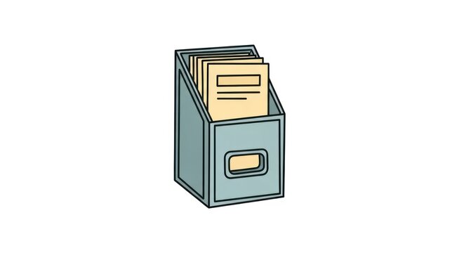 Hand drawn illustration of a desk file organizer with documents.