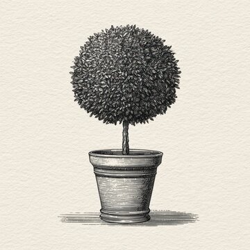Vintage potted plant illustration.