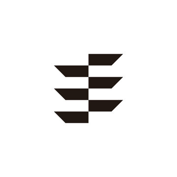 Letter E number 3 signpost geometric symbol simple logo vector