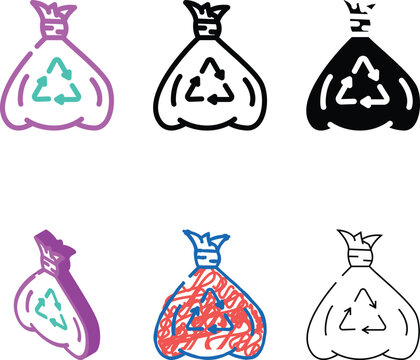 bag for recycle trash color styles icon vector. bag for recycle trash sign. isolated symbol illustration
