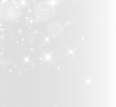 White dust shimmers softly through glowing abstract space with elegant particle flow. Tiny radiant lights create refined visual balance. White dust PNG.