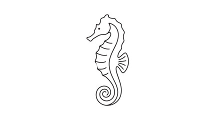 Minimalist seahorse line art vector, black and white sea horse illustration, simple aquatic animal contour for coloring or logo design © Rehana