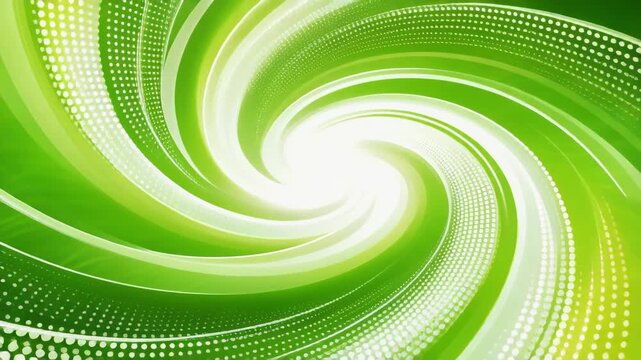 Abstract green and white swirling digital background with dotted pattern