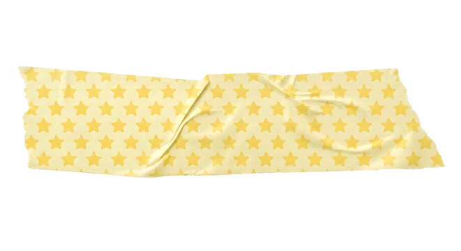 Wrinkled yellow tape strip with star pattern