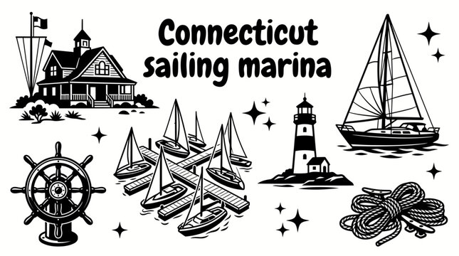 elegant sailing marina in connecticut with luxury sailboats floating docks yacht club clubhouse calm harbor waters and premium waterfront facilities creating a prestigious coastal recreation