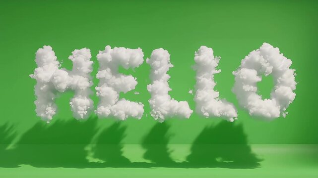 Ultra Realistic 3D Cloud Text HELLO on Green Screen &ndash; HD Chroma Key Video