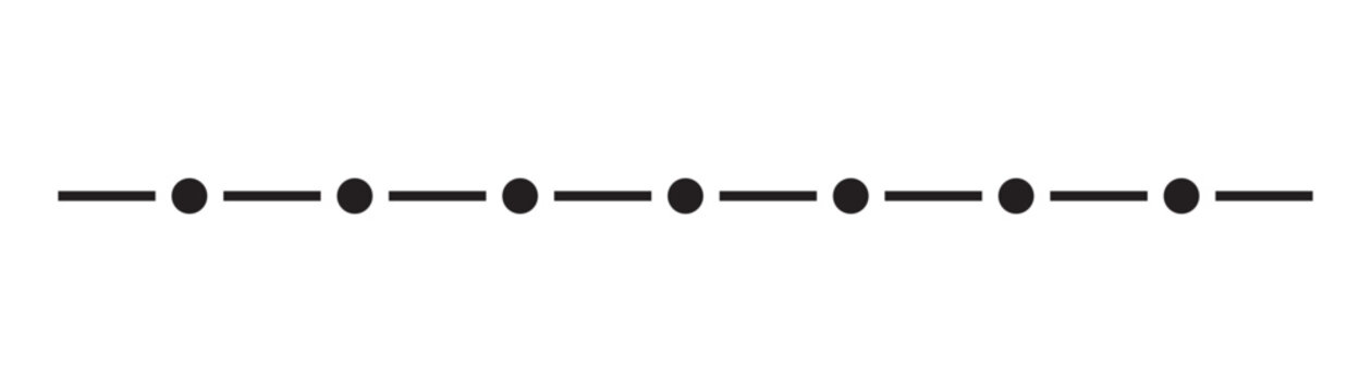 Minimalist Alternating Dot and Dash Line Divider Pattern, Simple Geometric Repeating Text Separator, Classic Horizontal Dotted Borderline Vector