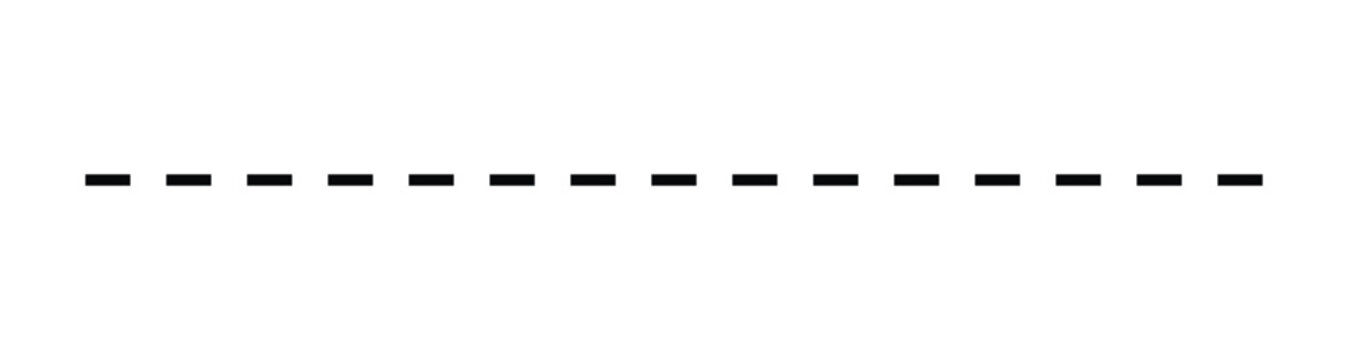 Minimalist Horizontal Dashed Line Divider, Simple Geometric Repeating Dash Pattern, Classic Black and White Paragraph Separator Borderline Vector