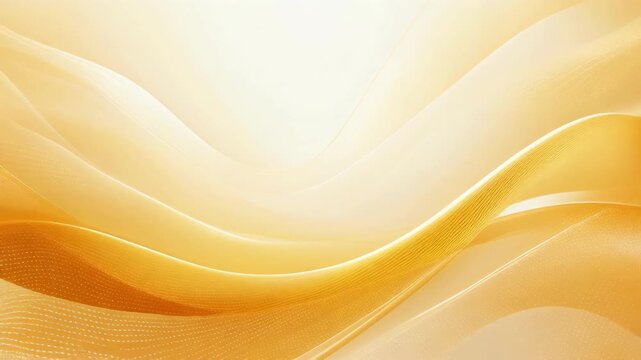 Abstract golden yellow flowing waves with dotted pattern on a light background