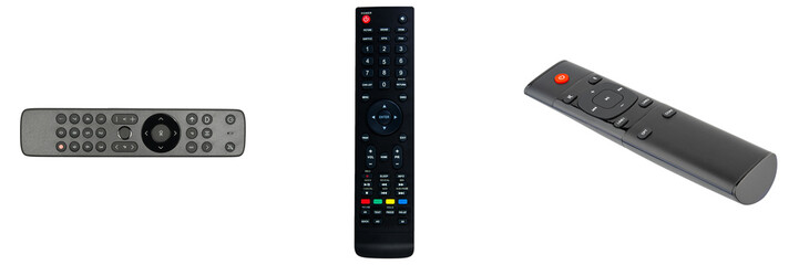 Three different remote controls isolated on a white background © TravelsPNG