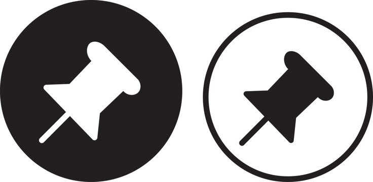 PrintPinned item icon. Pushpin symbol. Pin button sign .important note, saved post and office interface design