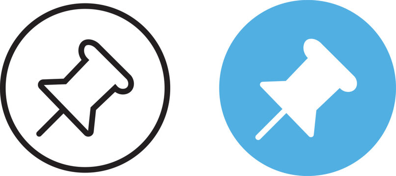 PrintPinned item icon. Pushpin symbol. Pin button sign .important note, saved post and office interface design
