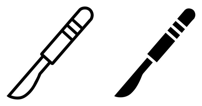 scalpel black vector icon set