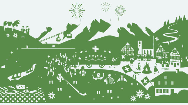 Traditional Swiss alpine heritage scene with mountains and culture