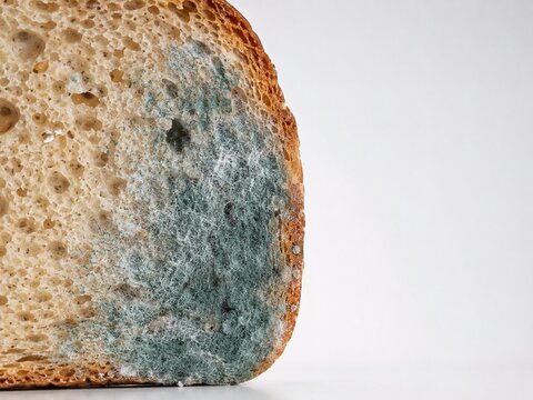 Realistic Macro Photo of Moldy Bread with Copy Space