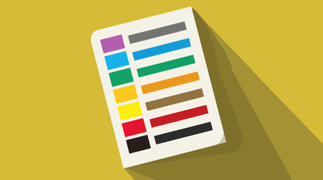Colorful checklist document with data on yellow background