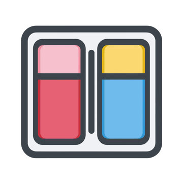 Colorful paint palette with two compartments
