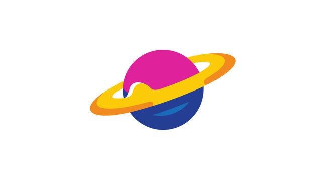 Colorful Planet Icon with Ring