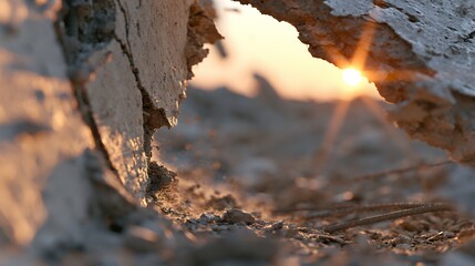 Fototapeta premium Cracked Earth at Sunset, Natural Disaster Concept