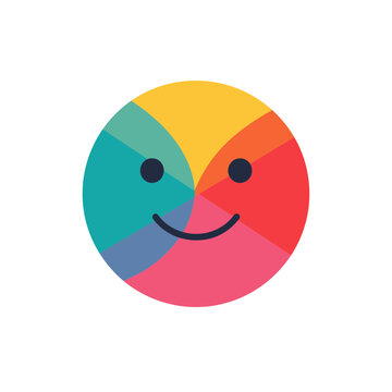 Colorful Smiley Face Icon Isolated on Transparent Background