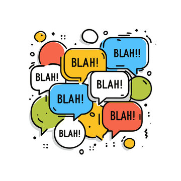 Colorful Speech Bubbles Conveying Meaningless Blah Messages