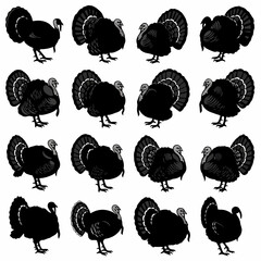 Bird themed turkey silhouette vectors crafted for creative projects © Sketch