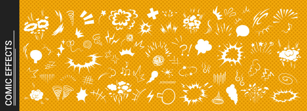 Explosive doodle comic action scene featuring dynamic burst effect vector illustration set. Bold cartoon doodle style hand-drawn motion lines and powerful impact graphics perfect for superhero design.