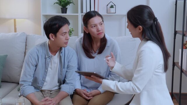 Financial advisor presenting wealth management strategy, real estate broker explaining property mortgage loan, consultant providing life insurance investment advice, family planning secure financial.