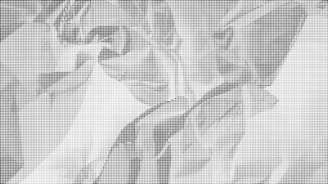 Grey and white halftone pattern with abstract shapes and lines