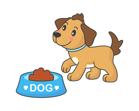 Cute puppy, cartoon dog, vector pet on white background. Vector illustration.