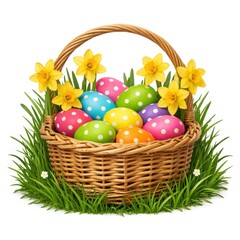 Fototapeta premium Colorful Easter eggs in basket