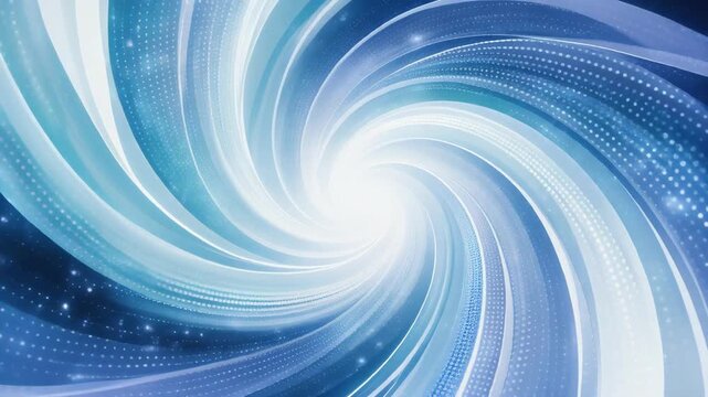Abstract blue and white vortex swirl with light and dotted patterns