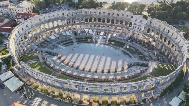 Pula, Croatia - May 16 2026: Aerial View Pula Arena