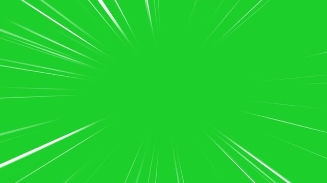 White speed lines Green background with alpha channel,Moving zoom speed line with transparent background.Manga Style Speed Lines .