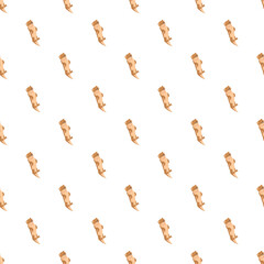 Fototapeta premium Cartoon otter animal standing up on a white background in a seamless pattern