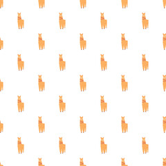 Fototapeta premium Cute cartoon alpaca animals creating a seamless repeating pattern on white background