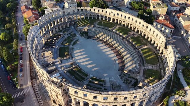 Pula, Croatia - May 16 2026: Aerial View Pula Arena