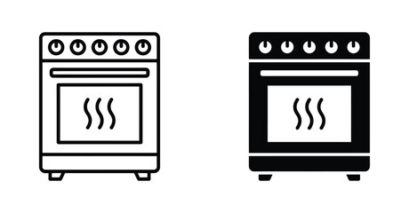 Kitchen oven stove icon in outline and solid style. Vector illustration © Jahura