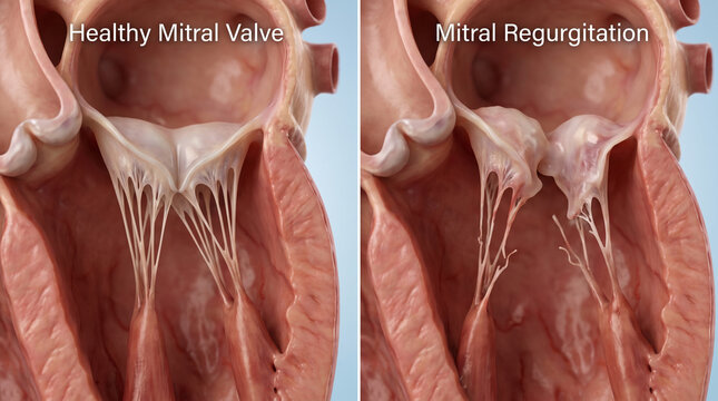 Mitral Valve Regurgitation: Healthy Cardiac Anatomy vs Leaky Valve