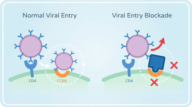 HIV Viral Entry Blockade: CD4 and CCR5 Receptor Inhibition Mechanism