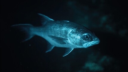 Fototapeta premium Dark sea bass underwater portrait