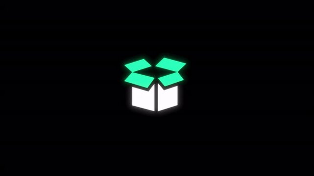 Box animated glowing package icon with smooth opening motion