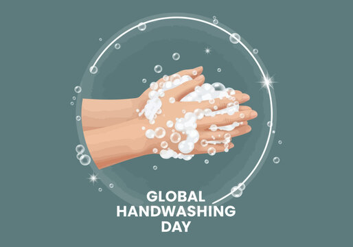 Global handwashing day illustration with soapy hands
