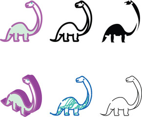 brontosaurus dinosaur set animal color icon vector. brontosaurus dinosaur animal sign. isolated symbol illustration © sevector