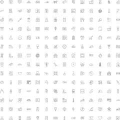 Fototapeta premium This extensive collection of various line art icons features a wide range of common objects, concepts, and activities, providing versatile visual elements for different design needs