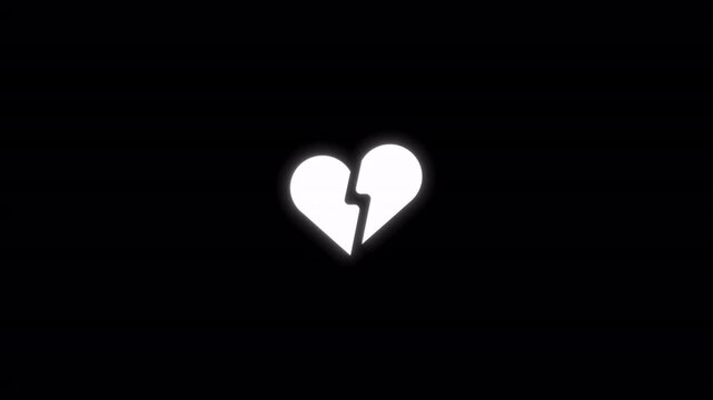 Broken heart animated glowing heartbreak icon with looping crack effect