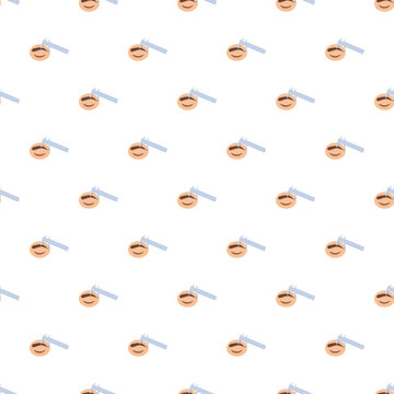 Repeated eyebrow and caliper illustrations forming a beauty procedure pattern