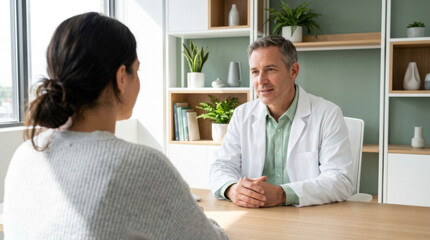 Obraz premium Doctor Patient Consultation Calm Discussion And Assessment