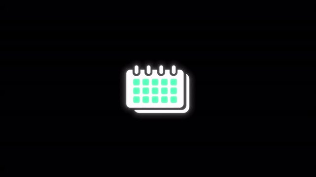 Calendar animated glowing schedule icon with smooth looping pages